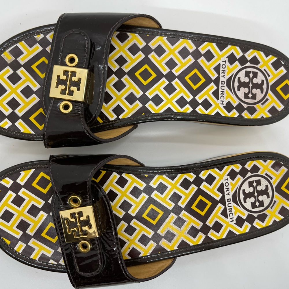 Tory Burch  Patent Leather Brown Dixon Sandals Size 7